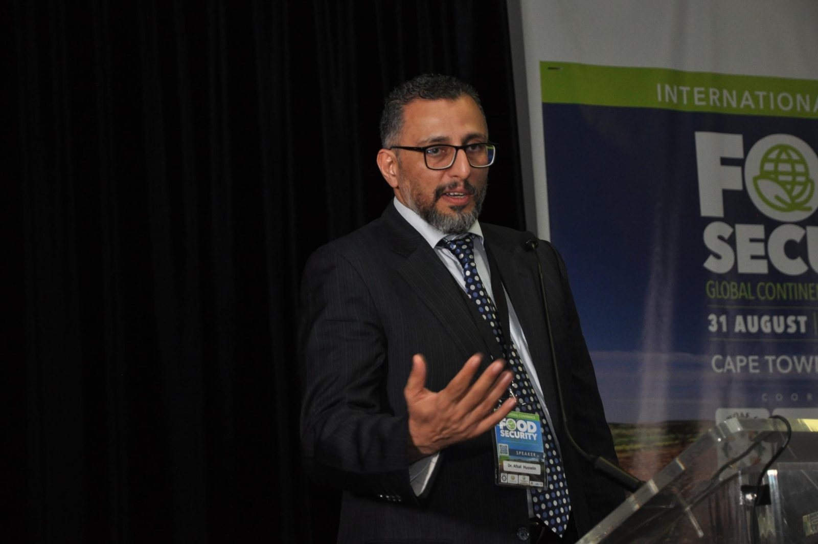 Afzal speaking at the International Food Security Conference in Cape Town