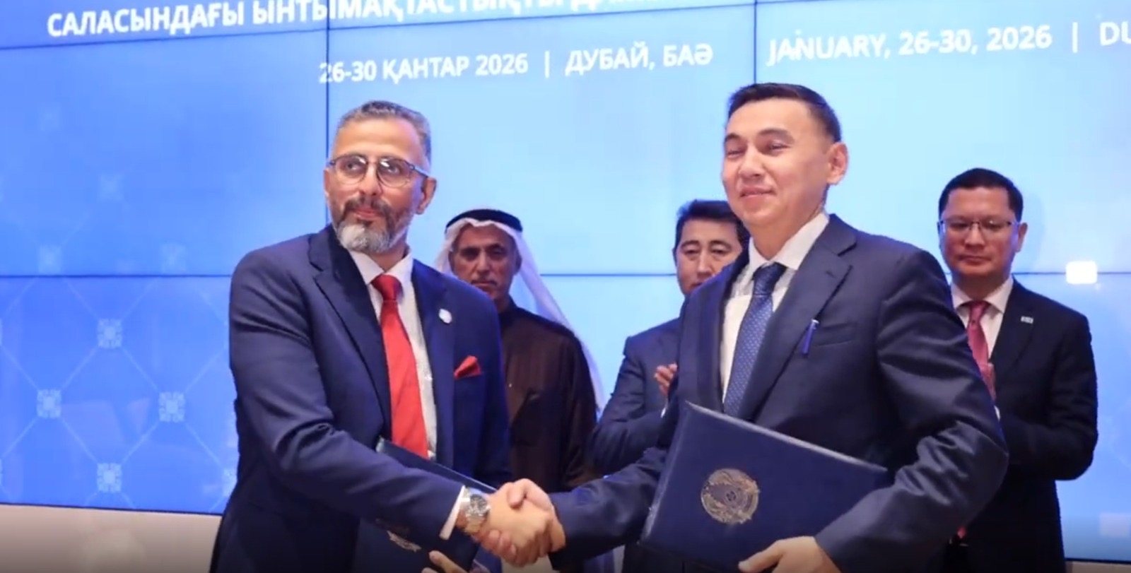 Signing with a Kazakhstan delegation, Dubai, January 2026