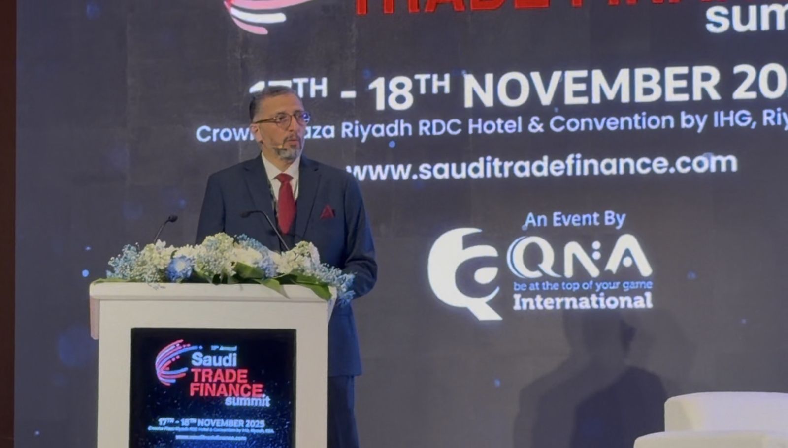 Afzal delivering the keynote at the Saudi Trade Finance Summit